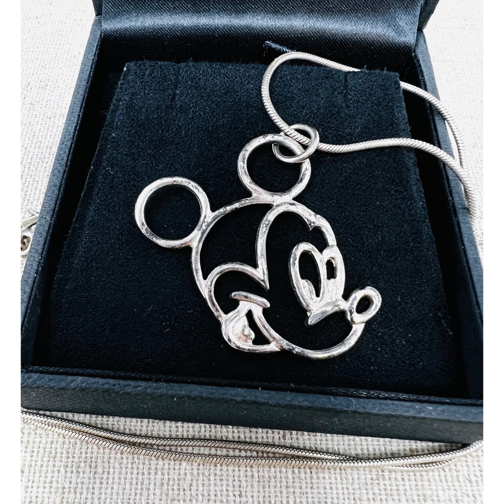 Vintage Disney Van Dell Sterling Silver Mickey Mouse Pendant Necklace